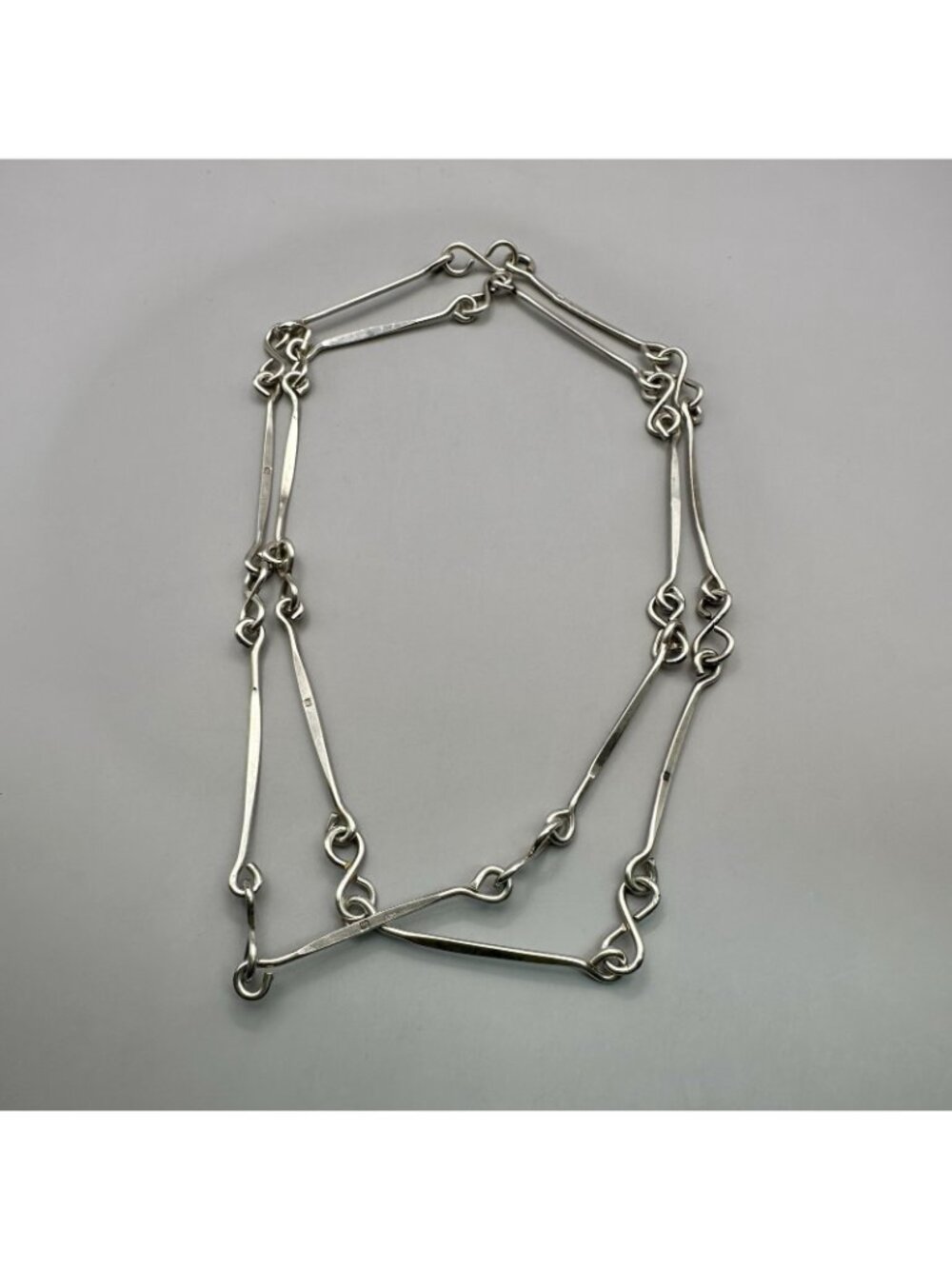 Modernist Chain Necklace Signed Daedalus Ltd London 1970 Sterling Silver 30" Lg - Picture 4 of 7